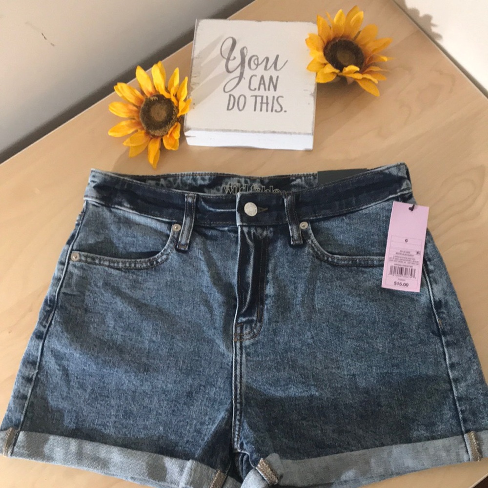 High rise denim shorts